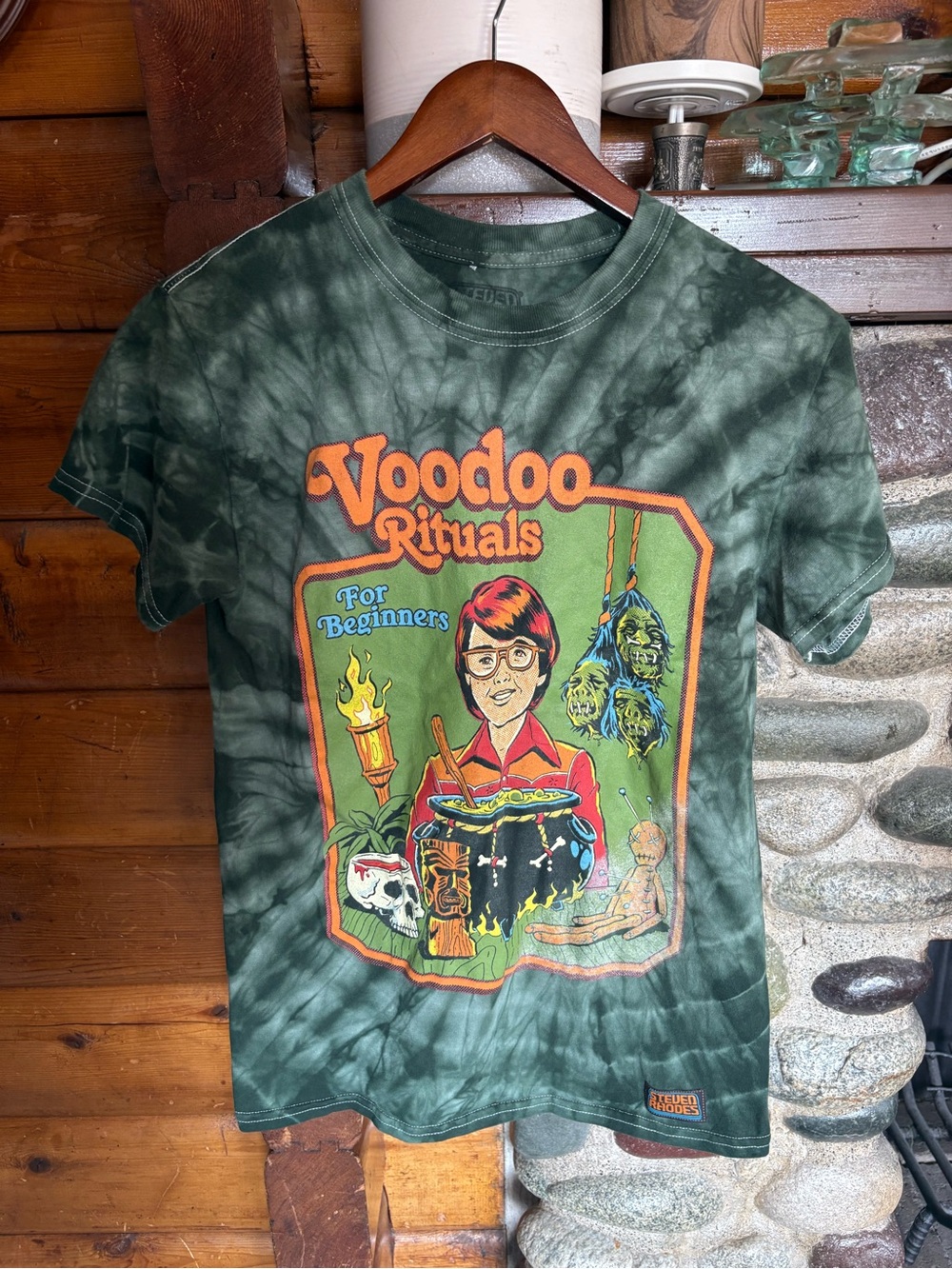 Steven Rhodes Voodoo Rituals for Beginners Green Tie Dye Graphic Tee S